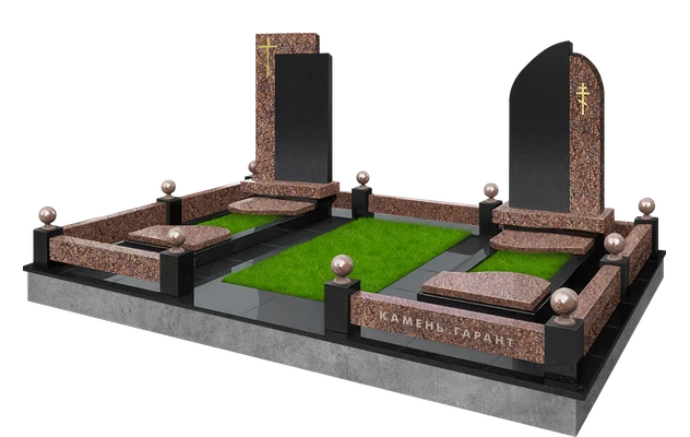 Мемориальный комплекс с двумя стелами, плиткой, полуплитами и поребриком Подвесной